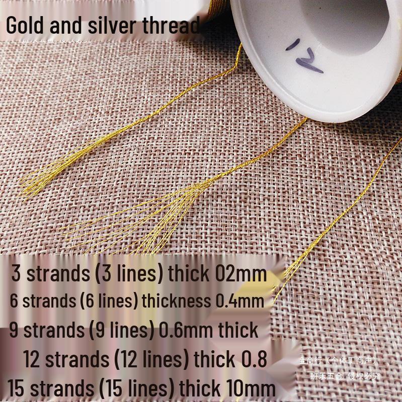 DIY Iridescent Gold & Silver Thread Core Yarn for Handmade Tassels, Bracelets, Necklaces, and Macrame.