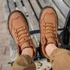 Women/ Men's PU Leather Boots, Men's Fashionable Handmade Stitched Ankle Boots, Flat Bottomed Lace Up Casual Shoes