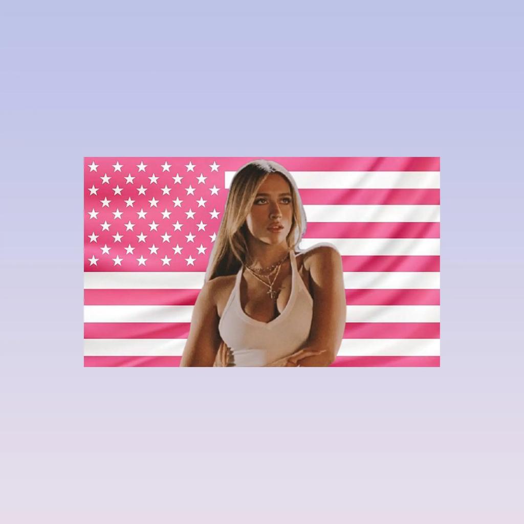 Flag Tapestry t-Tate Mcrae Pink American Flag Tapestry - Pop Music Star Wall Decor - Aesthetic Dorm Room Banner Gift for Fans