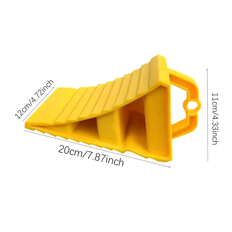 Portable Wheel Chock With Handles Vehicle Car Truck Wheel Tire Chock Stop Block Anti-Slip Plastic Base Tire Support Pad Yellow