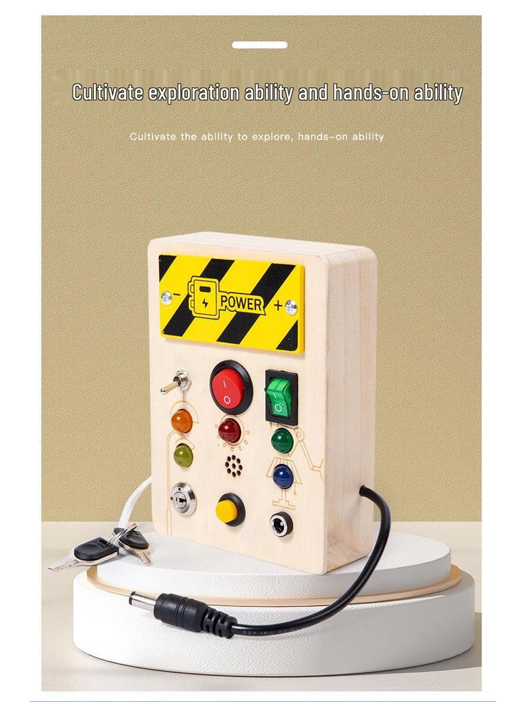 Interactive LED Busy Board: Wooden Educational Toy with Electronic Switches for Kids