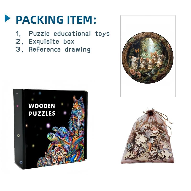 Spring Cat - Wooden Puzzle Ideal For Advanced Players - Creativity Multiple Special Shapes Creativity Gifts Ideal For Boys and Girls