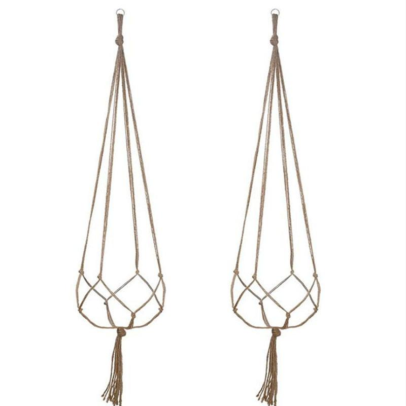 Flower Pot Hemp Rope Hanging Net Straw Macrame Plant Hanger Flower Pot Garden Holder Legs Hanging Rope Basket Balcony Decor