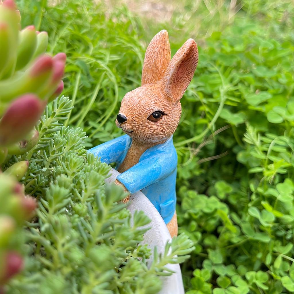1Pc Resin Sculpture Rabbit Garden Decoration, Outdoor Animal Resin Statue,No Batteries Required, Indoor, Outdoor, Outdoor Garden Decorations Ornaments