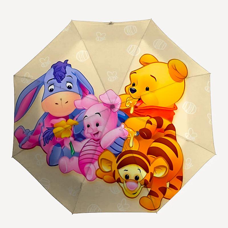 Winnie Puuh, Honig-Thema, Automatisches Öffnen und Schließen, Helles, 8-Speichen, Tragbarer Regenschirm, Geeignet für Männer und Frauen, Ein Perfekter