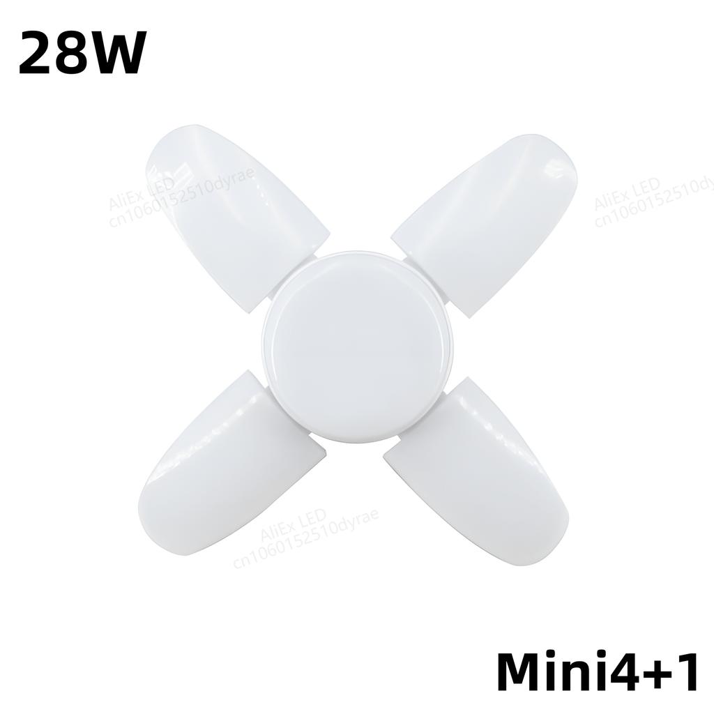 HOMZY E27 LED Bulb Fan Blade Timing Lamp 220V110V 28W 200W Foldable Led Industrial Light Bulb Lamp for Home Ceiling Light Garage Light