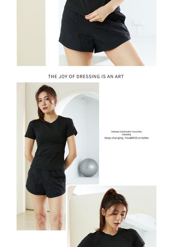 2023 Women's Quick-Dry Sports Set: Round Neck, Breathable Running & Yoga Pants for Summer