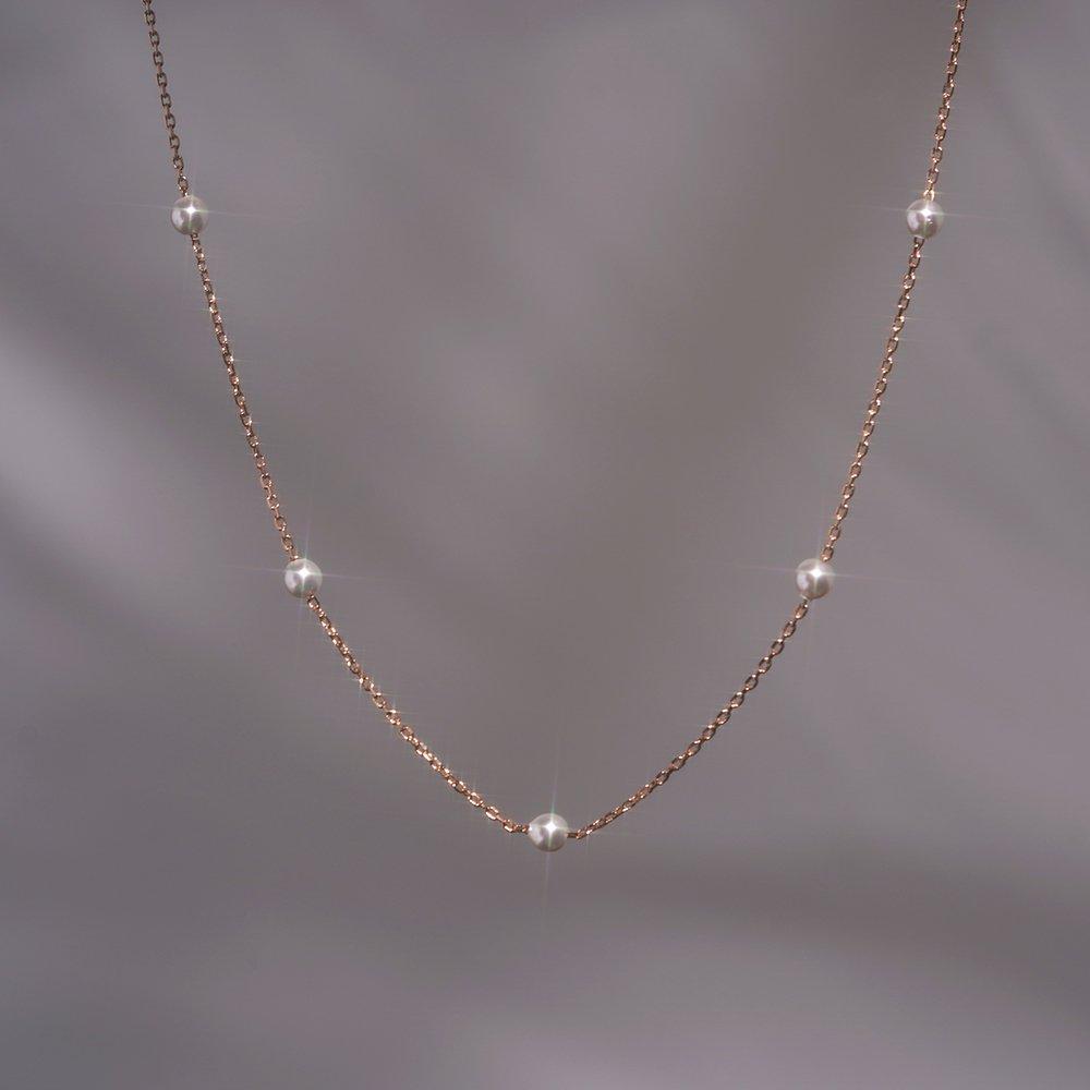 925 Silver Weave Swallow Pearl Chain Necklace W