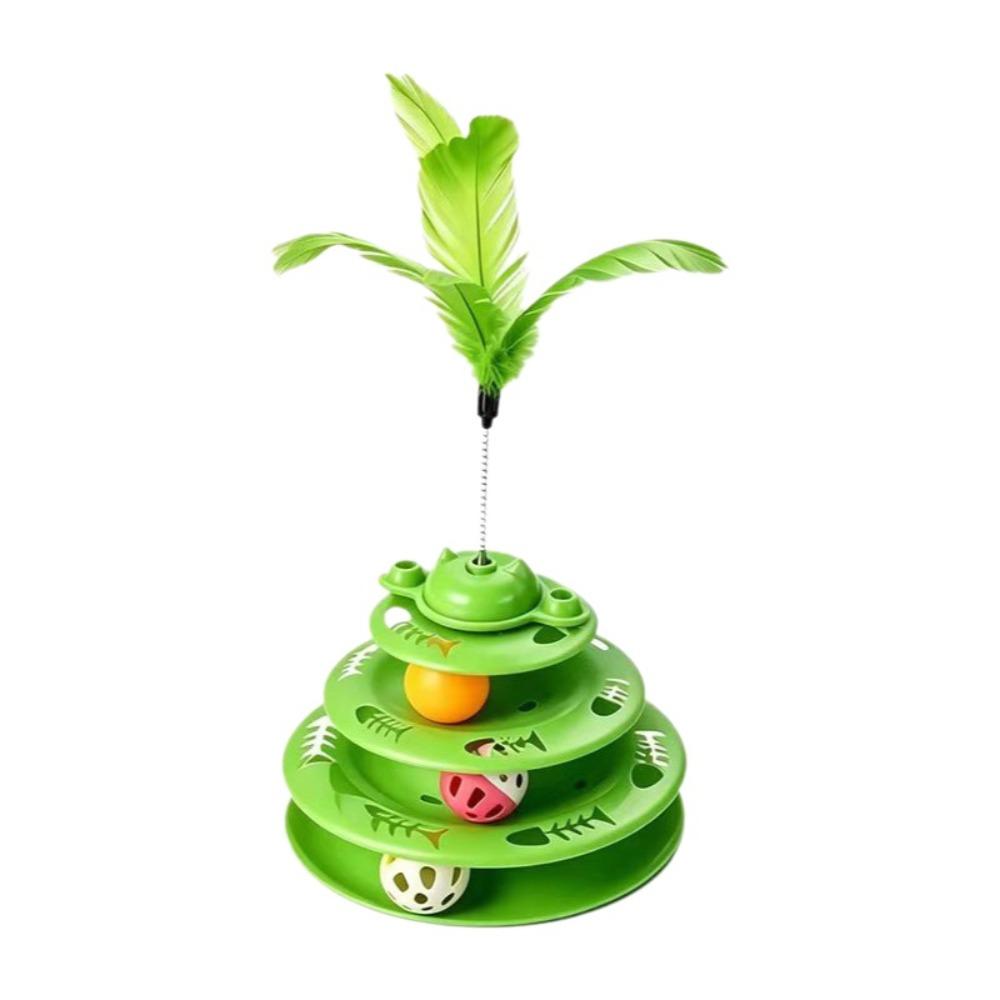 Rotating Ball Cat Track Ball Toy Multi Layer Spring Wand Toy Interactive Cat Toy Training