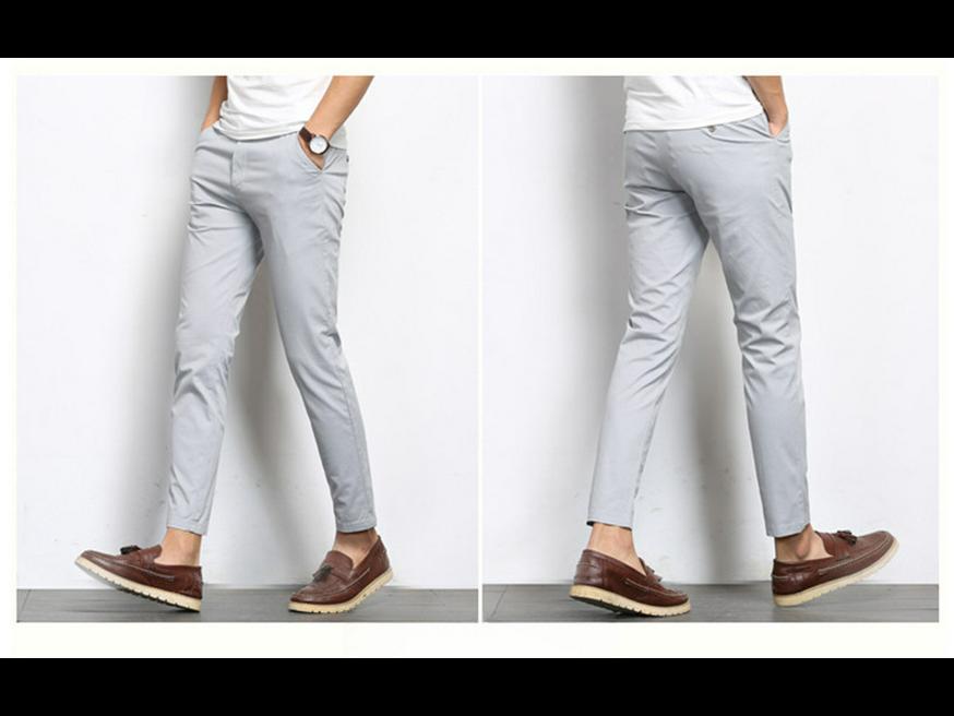 Korean Style Men's Slim Fit Casual Cotton Elastic Pants - Spring/Autumn