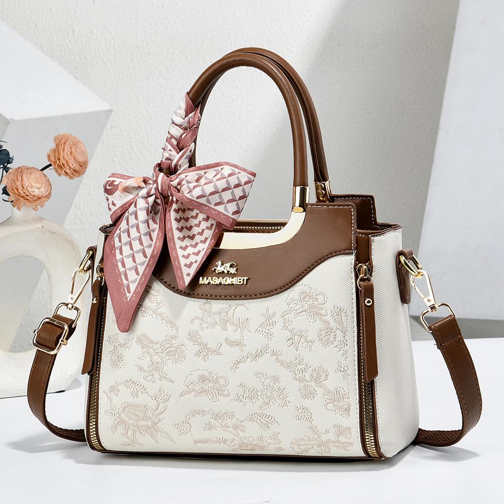 Premium Oriental Embroidery Handbag For Mature Ladies, Multiway All-Match Daily Shoulder & Crossbody Bag
