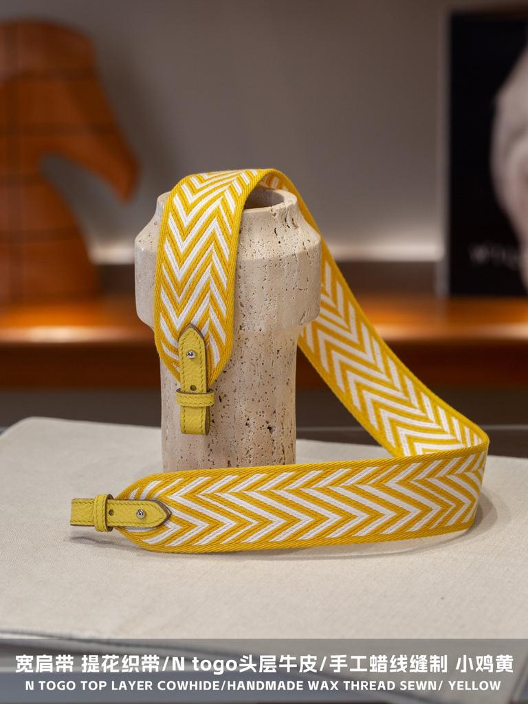 Sangle Hair Accessory Set With N Togo Top Layer Cowhide Handmade Leather Strap Woven Wide Leather Belt