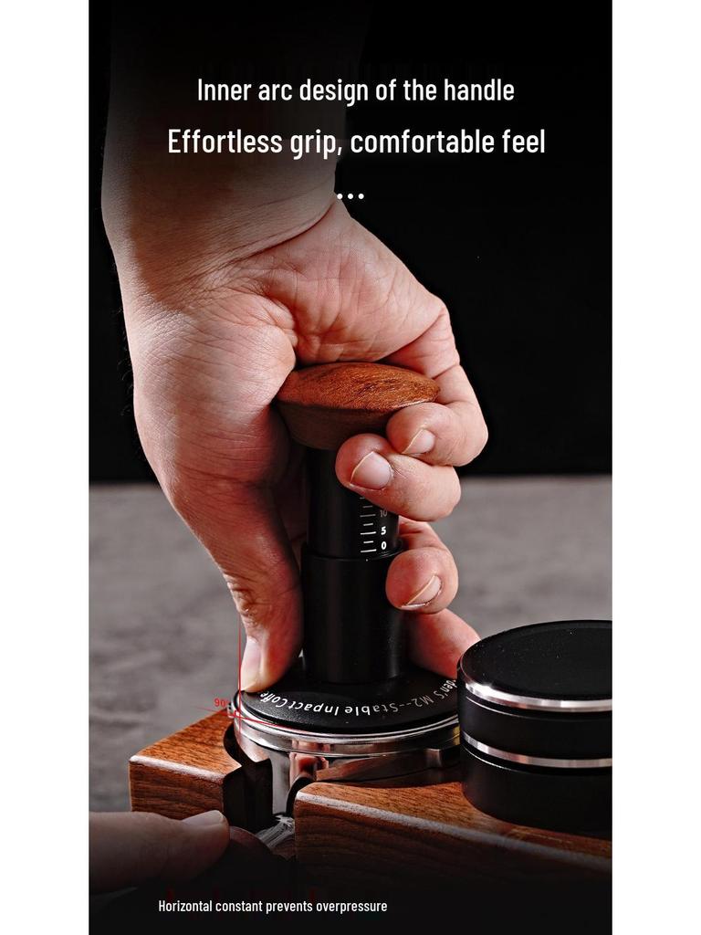 58mm Flat Bottom Stainless Steel Pressure Tamper with Scale for Coffee