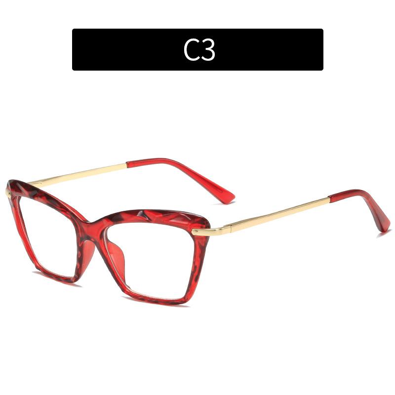 New fashion crystal multi-faceted flat mirror, European and American cat eye anti-blue light glasses frame trendy glasses frame