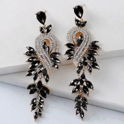 1 Pair Geometric Faux Crystal Dangle Earrings - Elegant Long Drop Earrings for Weddings