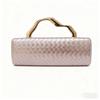 Pu Gold Woven Evening Bag With Magnetic Closure For Formal Events And Night Out