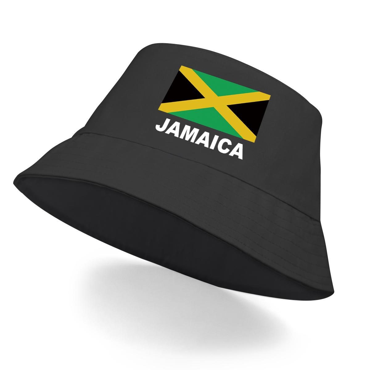 

Панама с принтом флага Ямайки, патриотичная шляпа от солнца с широкими полями, двусторонняя, пляжная шляпа-ведро as the picture чёрный