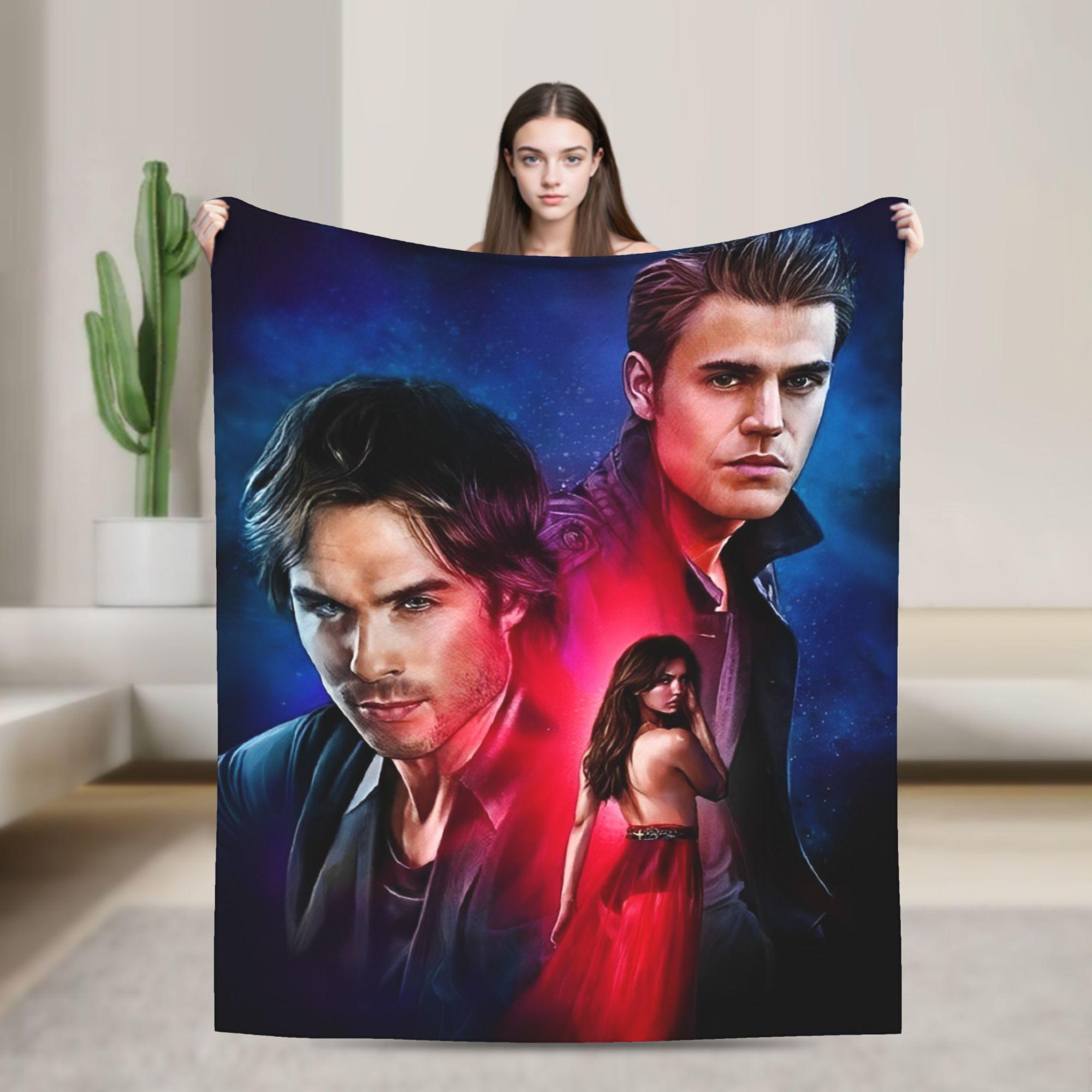 

The Vampire Diaries Damon salvatore Throw Blanket Flannel Bedspread For Couch Bed Graphic Sofa Bed Cover 75cmx90cm