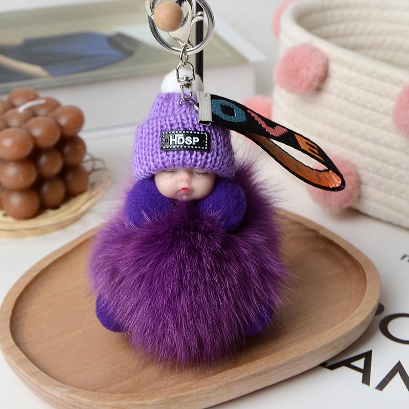 Echter Fuchs Haarball Schlafpuppe Anhänger Plüsch Schlüsselanhänger Accessoires Fell Geschenk Schmuck