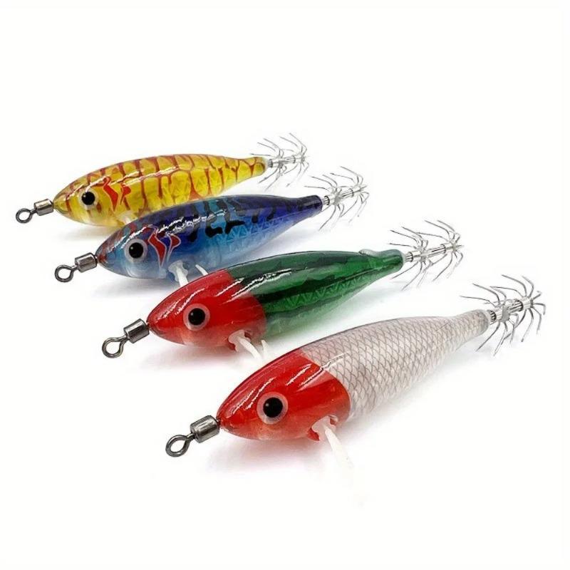 Random 6/10pcs/set 8cm/ 5.7g Shrimp Fishing Lures Luminous Squid Jig Hook Sea Fishing Accessories Artificial Bait Octopus Lure