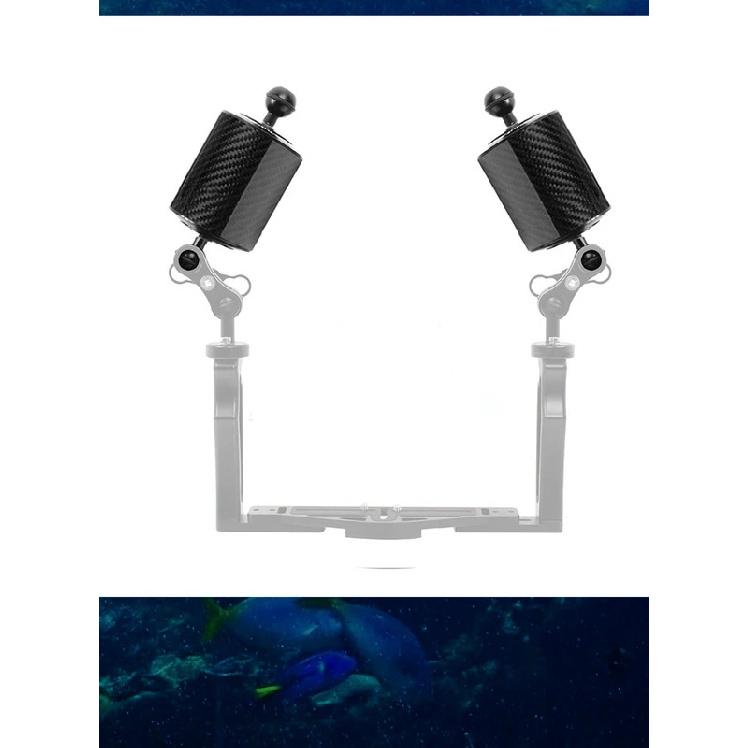 Upgrade Carbon Fiber Float Buoyancy Aquatic Arm 1" Dual Ball Floating Dia 80mm Diving Camera Underwater Tray for Gopro Phone SLR