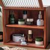 1pc Double Layers Cosmetic&food Wood Storage Cabinet with Transparent Glass Flip Cover,retro Bedroom&kitchen Desktop Collect Rack.