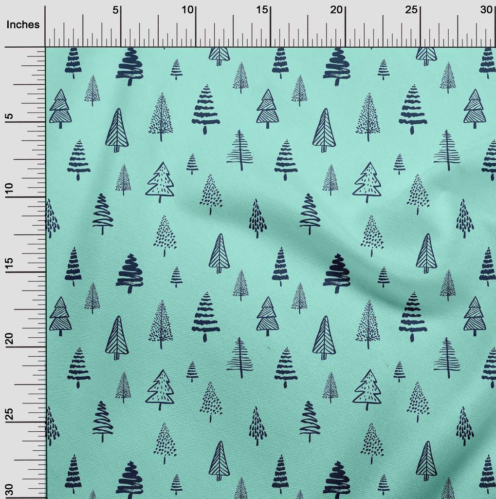 oneOone Cotton Flex Aquamaringrüner Stoff, Baum-Nähstoff, Meterware, bedruckt, DIY-Kleidung, Nähzubehör, 101,6 cm