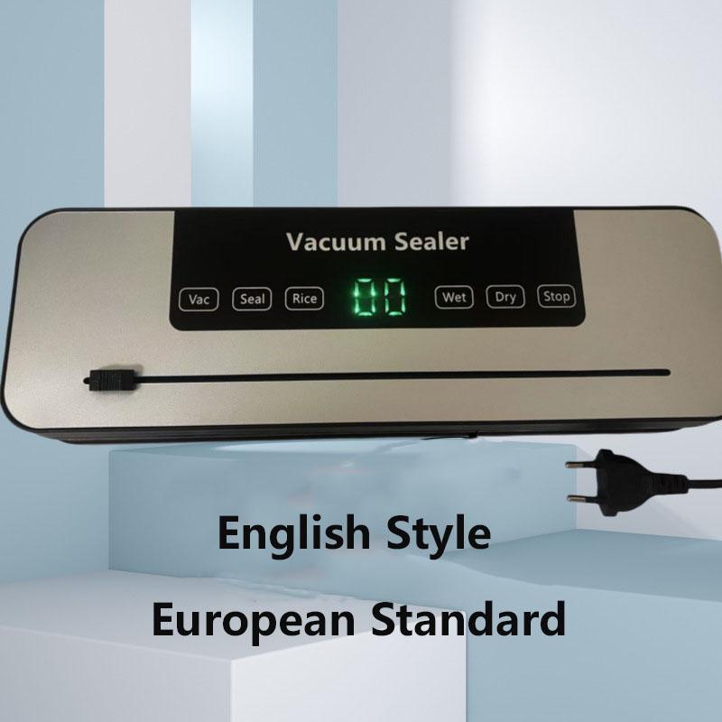 Large-Sized Household Automatic Vacuum Sealer Wet & Dry Compatible Vacuum Packaging Machine Food Sealer EU Plug (English or Russian Version) English Style