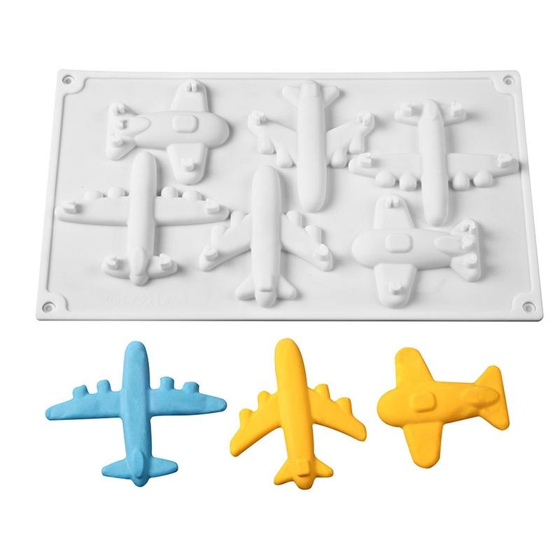 

1 Pc 6 Airplane Mousse Silicone Baking Mold Chocolate Cake Decoration Mold DIY French Dessert Baking Mold білий
