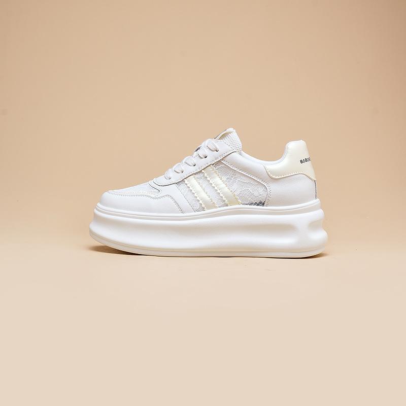 

Mesh breathable little white shoes women s 2025 spring new thick-soled muffin thin casual shoes color matching lace board shoes 40 платиновый