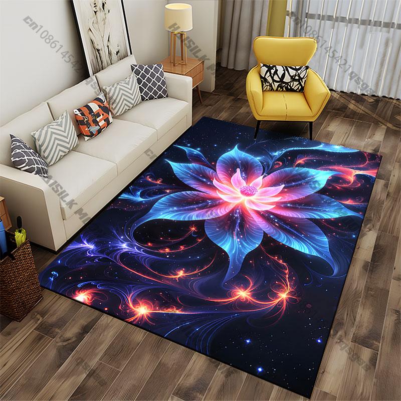 Vibrant cosmic flower energy carpet Yoga living room room decor children's crawling mat doormat area rug games mat