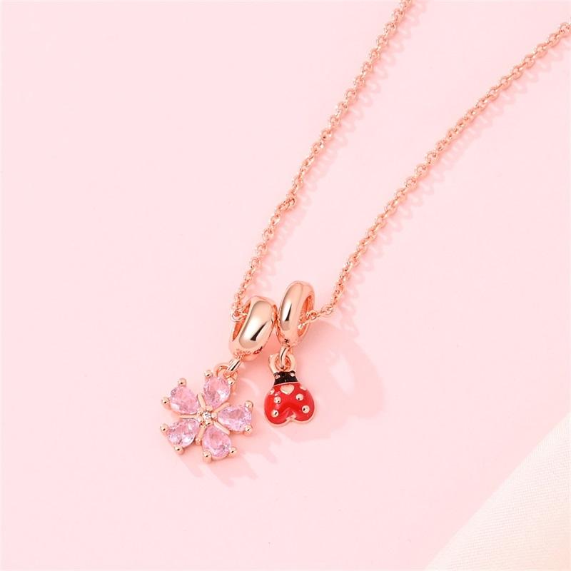 925 Silver Diamond Pendant Necklace Shiny Key Gem Heart Shaped Pearl Cross Lucky Chain for Women Fine Jewelry Gifts