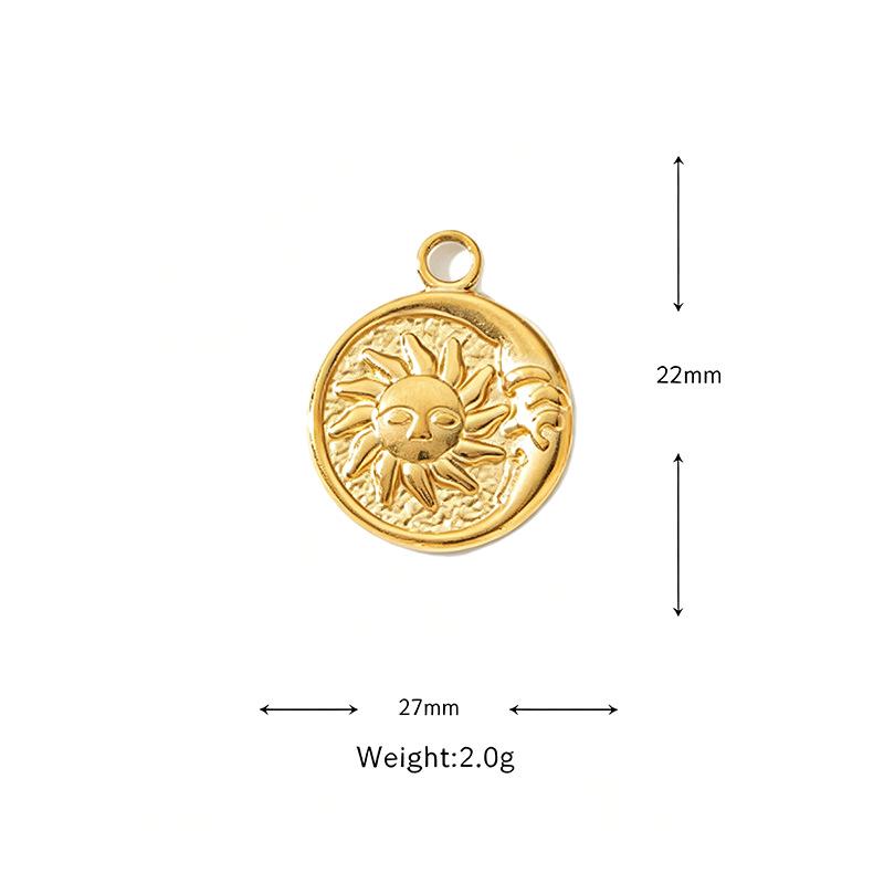 Golden Smiley Sun & Moon Stainless Steel Pendant