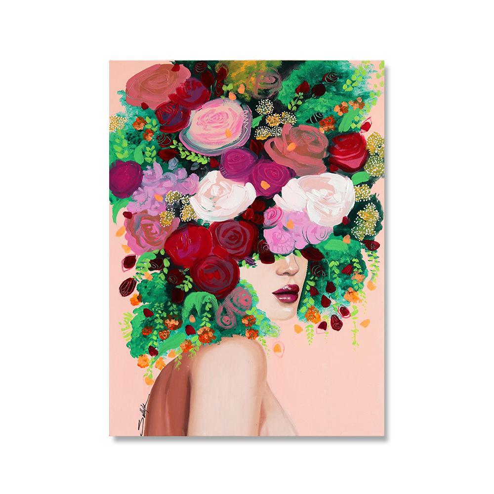 

Модные женские туфли голова цветок настенные художественные постеры абстрактное искусство принты сексуальные девушки холст живопись современные картины гостиная домашний декор 21*30cm