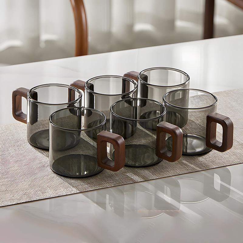 Glass Small Tea Cup High Temperature Resistant Tea Cup with Handle  Office Tea Cup Hospitality Cup Set  New Chinese Style