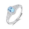 S925 Silver Natural Stone Open Ring, Amethyst/Citrine, Korean Style Daily Jewelry Gift for Women