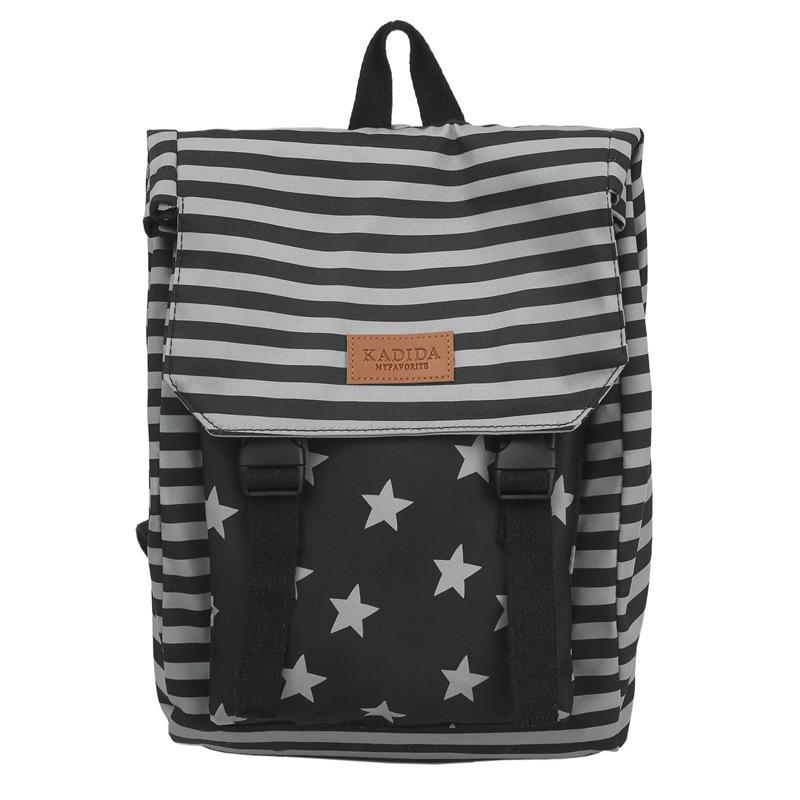 Schoolbag Korean ins Functional Wind Retro Striped Backpack New Versatile Large Capacity Student Class Leisure Bag