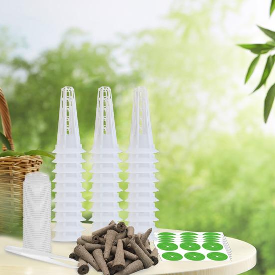 121ks/sada pěstební koš s nálepkou s houbičkou Pinzeta na víko Výměna hydroponického pěstebního systému pro pokojové bylinky Nádoba na výsadbu mladých rostlin