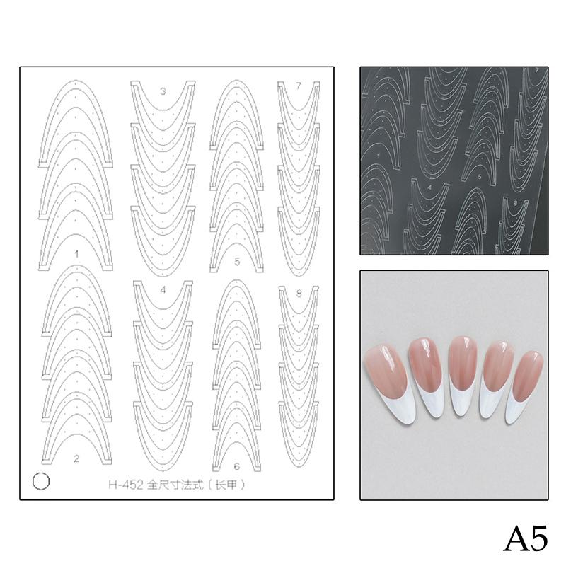 Fully Transparent Hollow French Nail Stickers Spray Painting Stencil French Edges Templates Patting Glue Adhesive Auxiliary Tool A5
