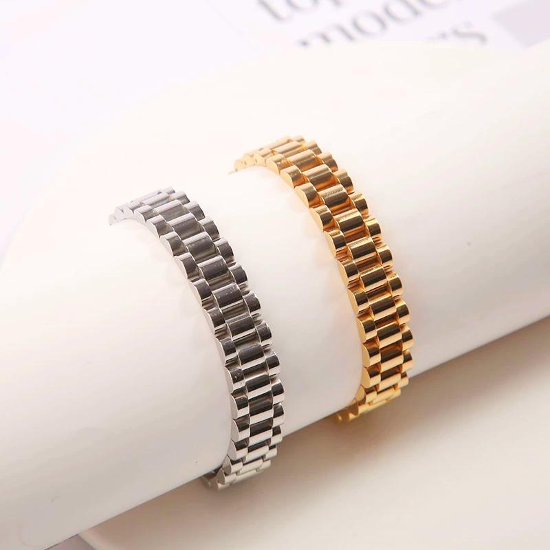Htpwe Stainless Steel Watch With Bracelet Can Be Diy For Men 18k Gold Plated Couple Holiday Gift Bracelet Party Daily Zircon