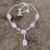 Pink Chalcedony Gemstone Handmade 925 Sterling Silver Jewelry Necklace 18" KKG-415