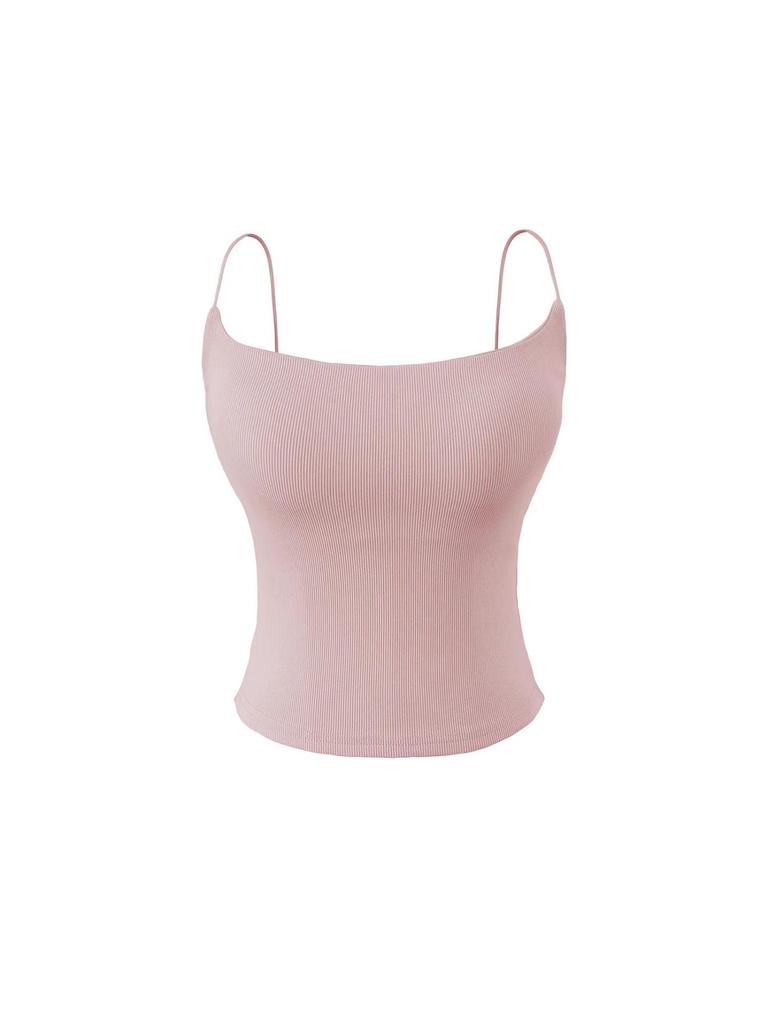 Women's Elastic Band Camisole: Sleeveless, Slim-Fit Vest with Built-In Padding for Summer