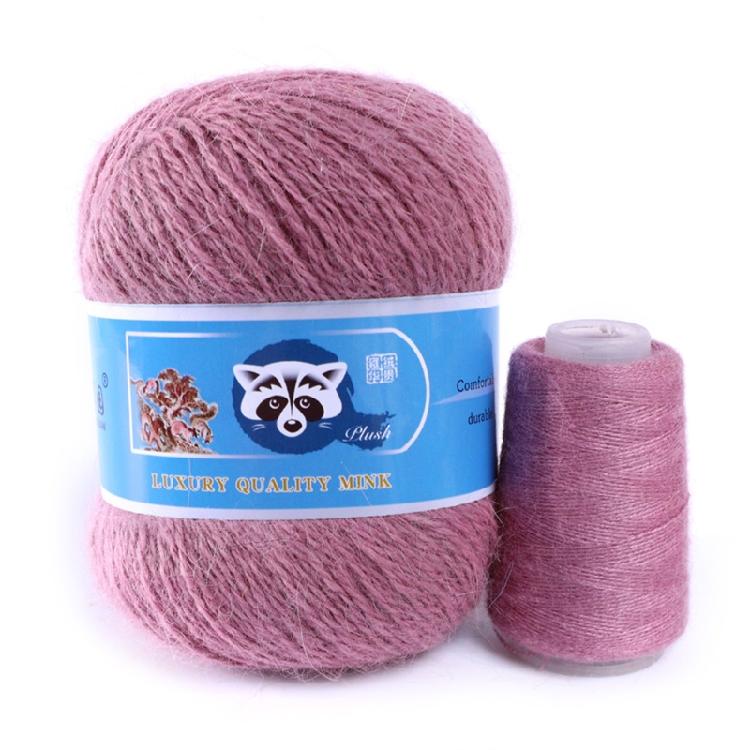 2 Pcs/Pack Long Plush Mink Wool Yarn for Needle Knitting Hand Crochet ,50g+20g