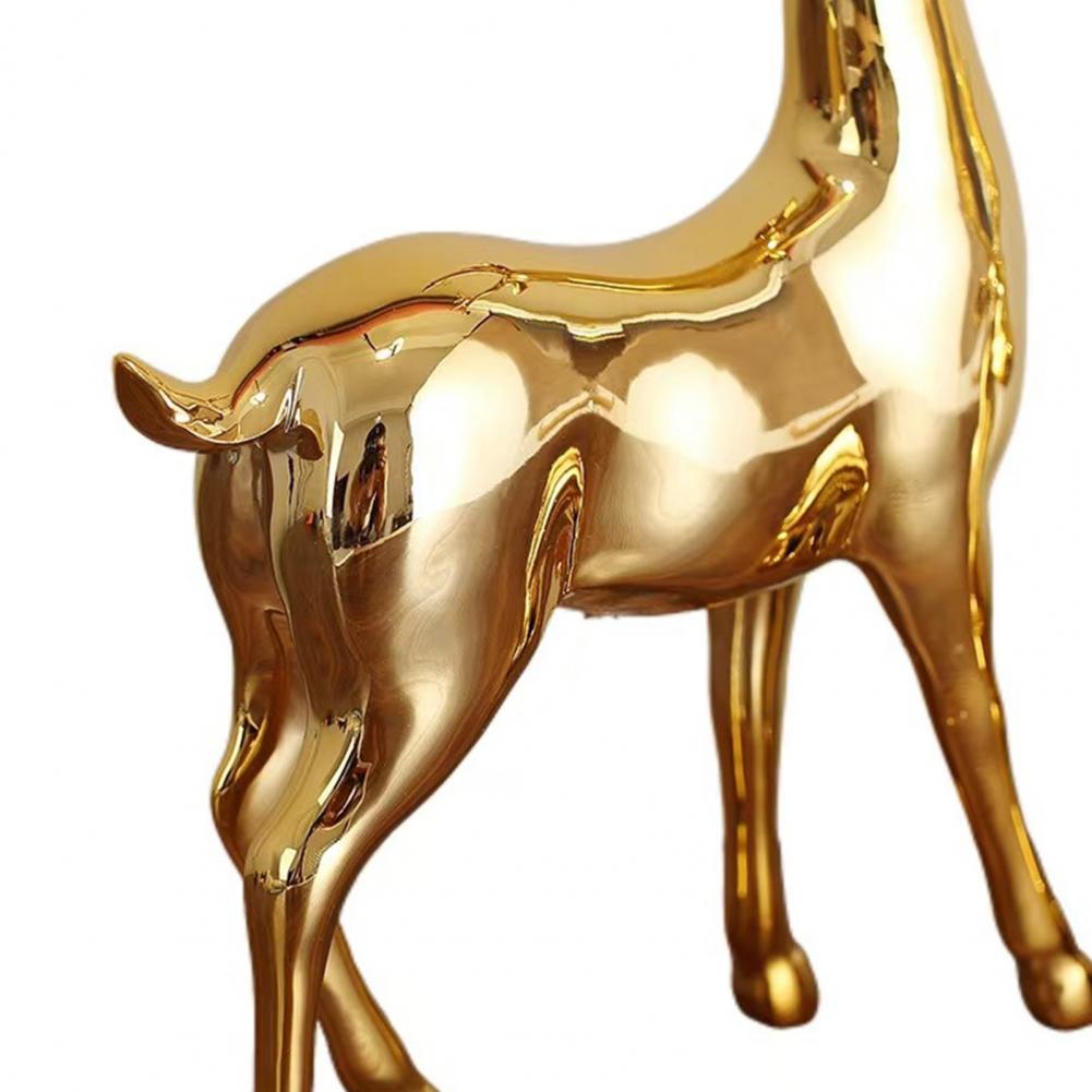 1 Pair Christmas Electroplating Golden Reindeer Statue Standing Sitting Elk Figurine Deer Sculpture Home Office Desktop Ornament