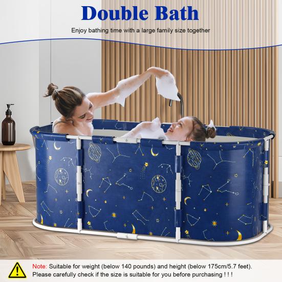 Baignoire Pliante 47", Baignoire Pliante Portable pour Adultes, Baignoire à Trempage pour Bain Chaud et Bain Glacé, Enveloppe Autoportante Pliante