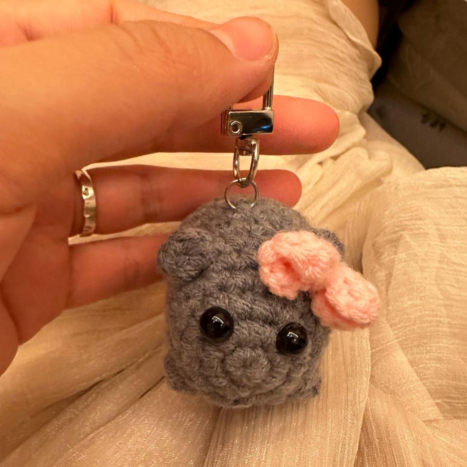 Meme Trieste Hamster Pluche Speelgoed Trieste Hamster Ring Voor Accessoires Tas Grappige Hanger Sieraden Fans Cadeautas Bedeltje
