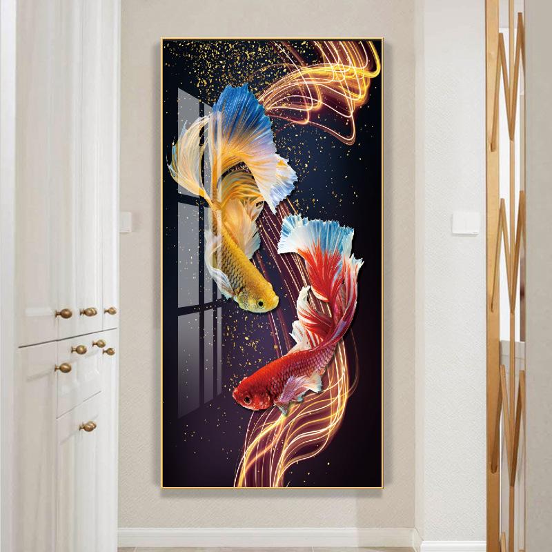 

Китайский стиль настенный художественный принт абстрактный плакат с изображением животных красочный Lucky Koi Fish Холст Картина Роскошный домашний декор для гостиной 30x60cm No Framed