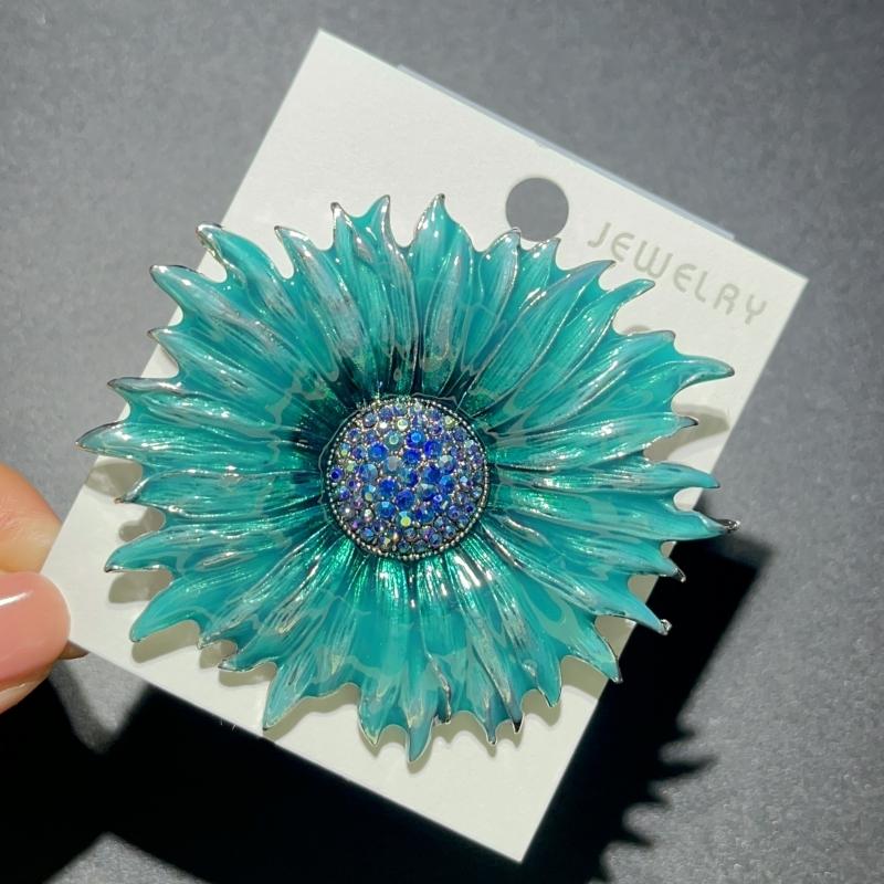 Enamel Brown Sunflower Brooch Pins Melon Seeds Rhinestone Badge for Women Plant Jewelry Accessory