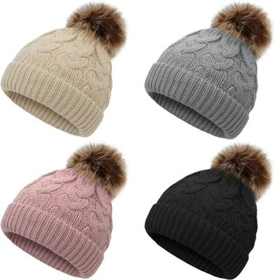 Children's Hats, Fur Ball Hats, Thickened Hats, Woolen Hats, Baby Hats, Knitted Hats, Warm Hats, Pullover Hats