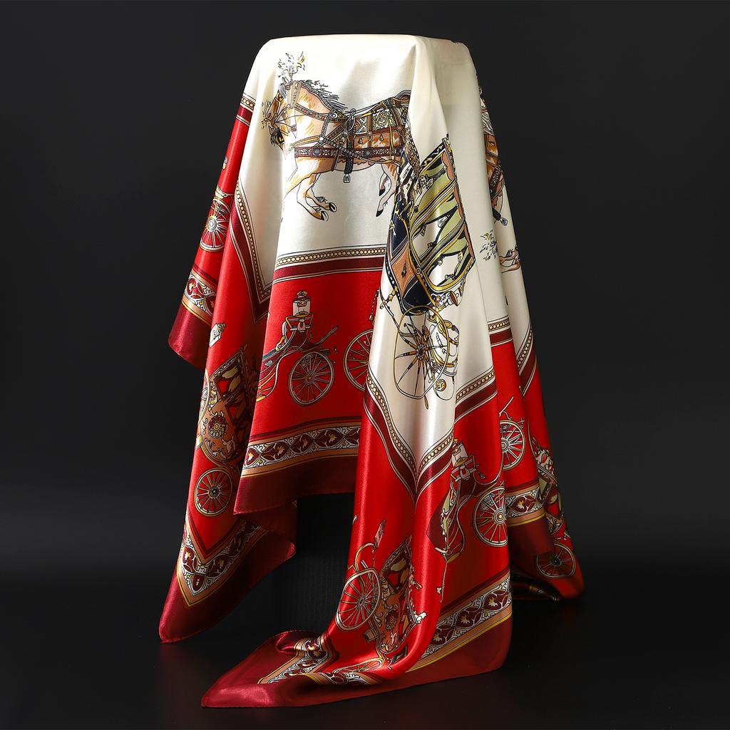 Europe America Kerchief Four Seasons Popular Silk Scarves Luxury Style Sunscreen Square Shawls New Fashion 90X90CM Headcloth